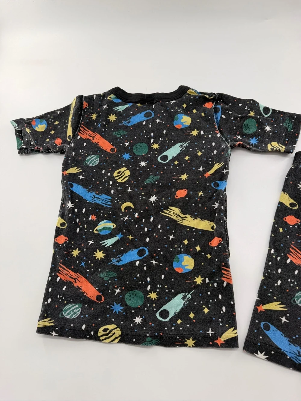 Hanna Andersson Black Long John Short Sleeve Shorts Set 3pc Black Interstellar